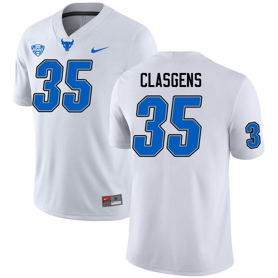 Buffalo Bulls #35 Brennan Clasgens College Football Jerseys Stitched Sale-White